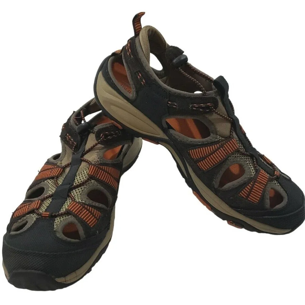 Pacific Trail~Men's Size 9.5~Brown/ Black/Orange Lace Up Low Top Beach Shoes.